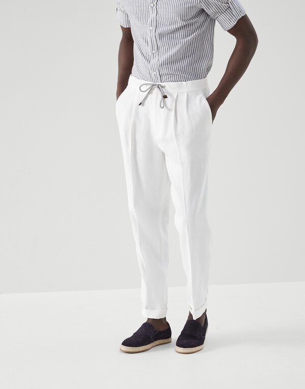 Trousers with double pleats and drawstring Panama Man - Brunello Cucinelli