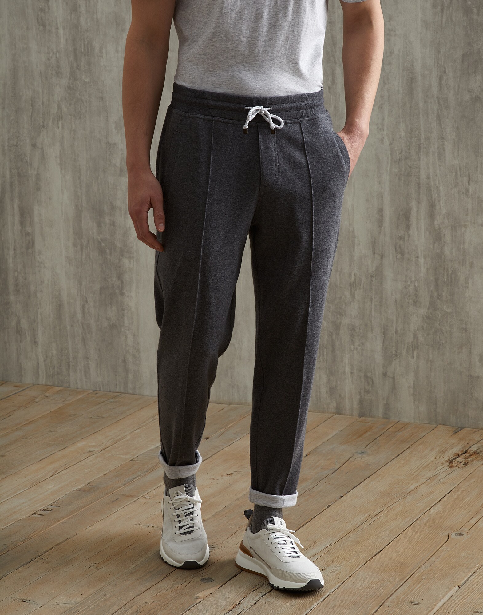 Trousers with crête Lead Man - Brunello Cucinelli
