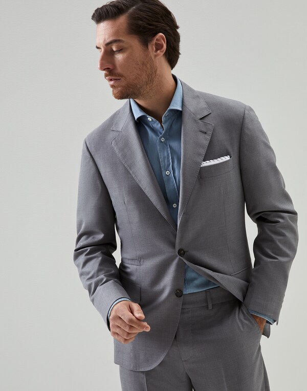 Wool and silk blazer Grey Man - Brunello Cucinelli 