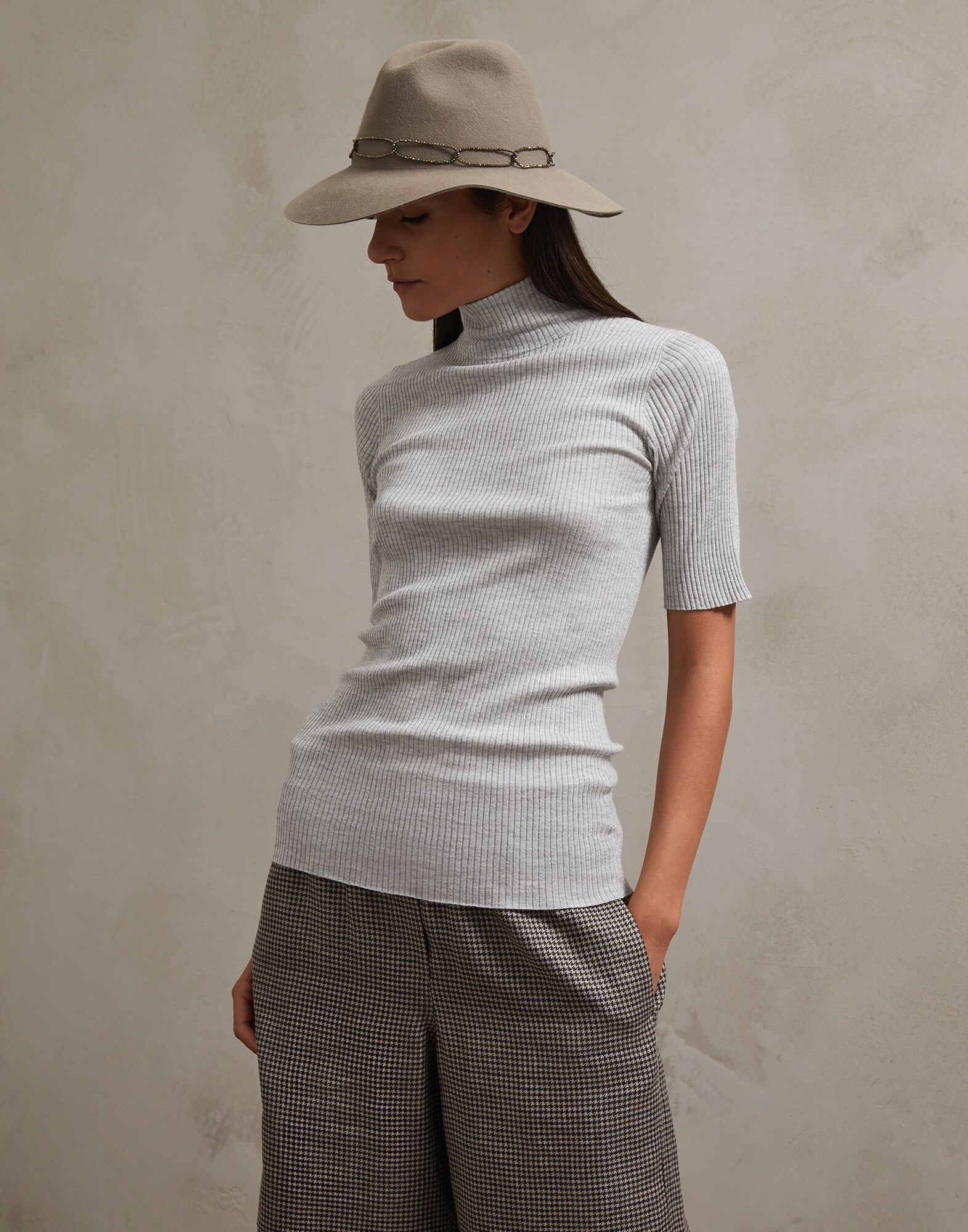 High Neck Sweater Pebble Woman 0 - Brunello Cucinelli