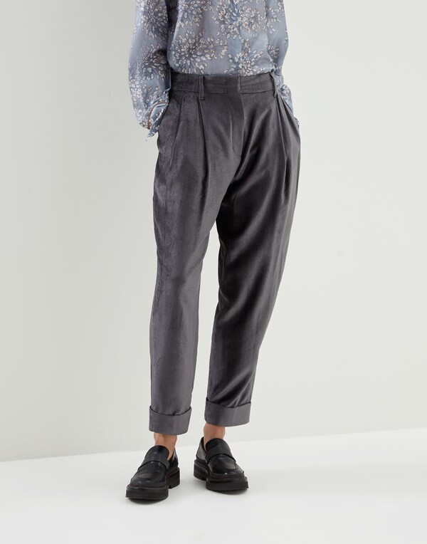 Baggy sartorial trousers Dark Grey Woman - Brunello Cucinelli 