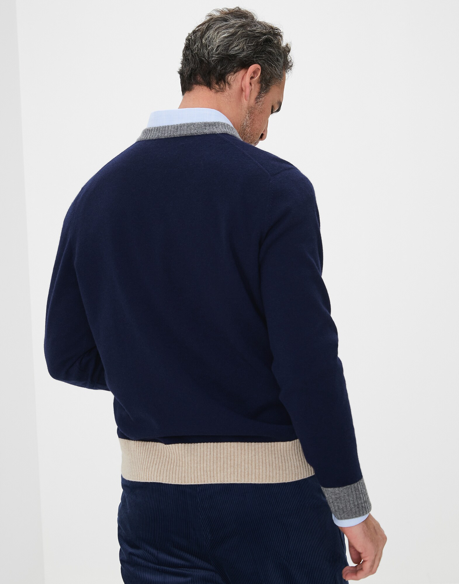 V-neck Sweater Marine Man 2 - Brunello Cucinelli