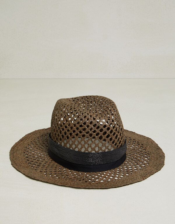 装饰镶珠的毡帽 深褐色 女款 - Brunello Cucinelli 