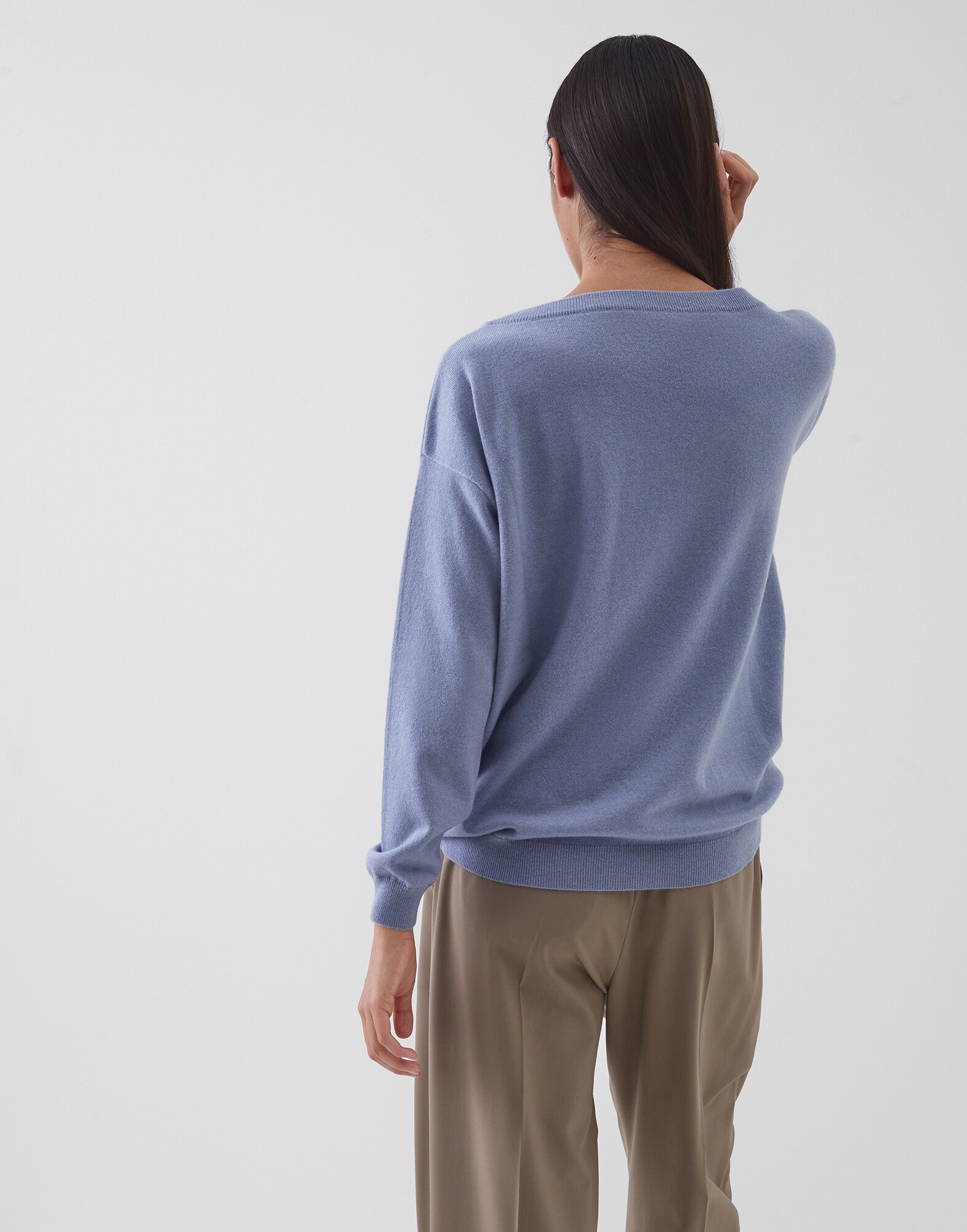 Scoop Neck Sky Blue Woman 2 - Brunello Cucinelli