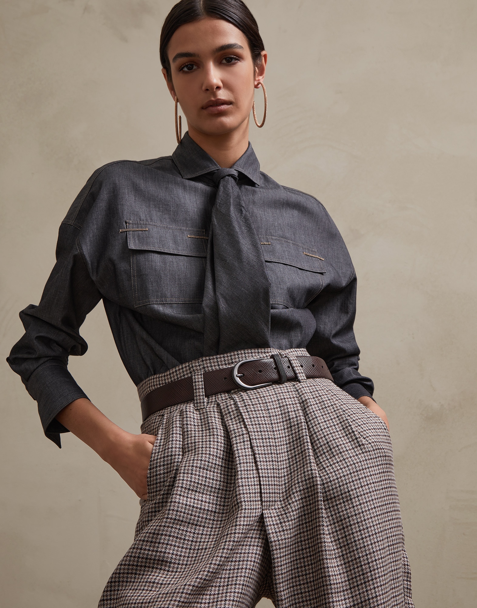 牛仔衬衫 牛仔灰 女款 0 - Brunello Cucinelli