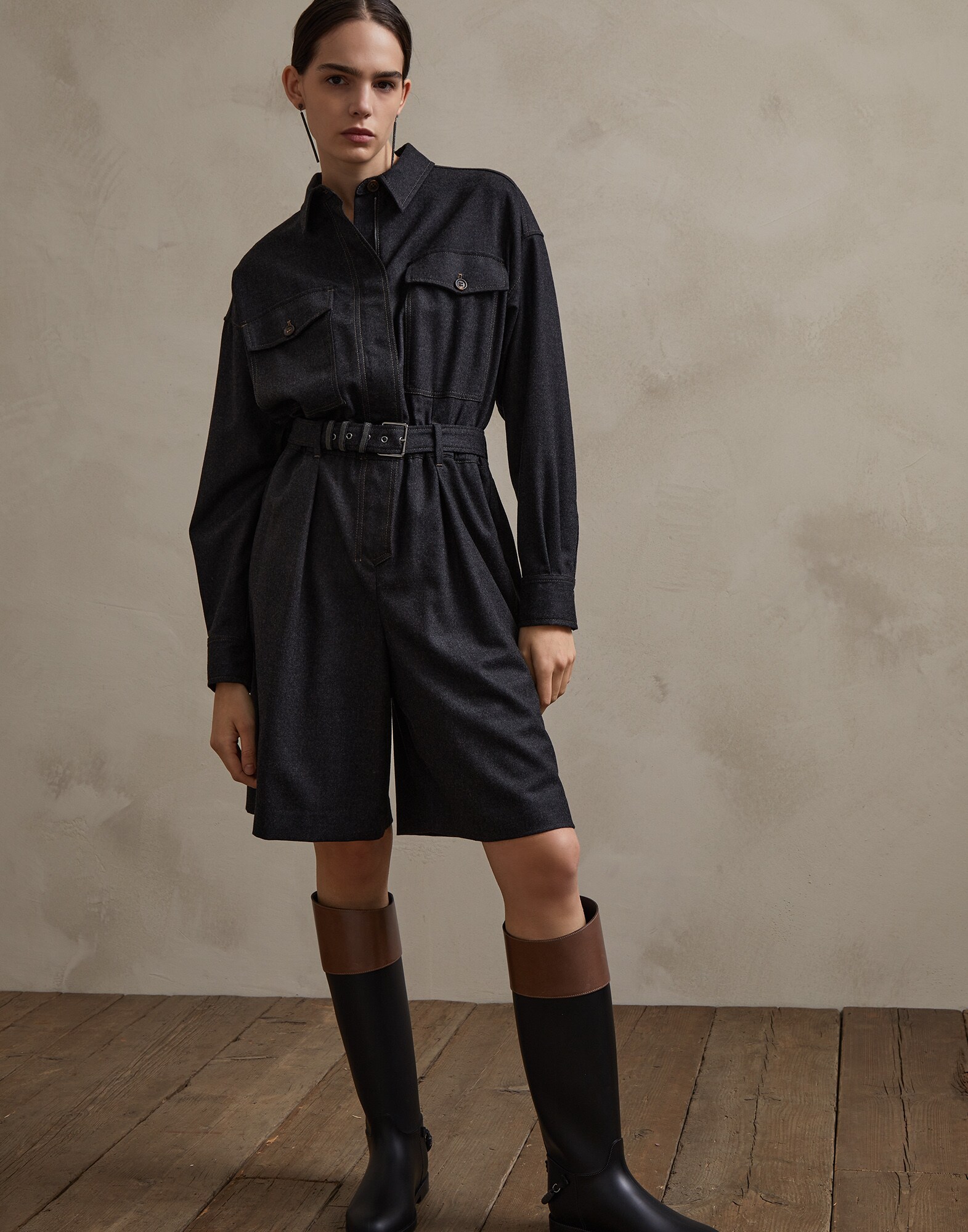 Jump Suit Dark Grey Woman 1 - Brunello Cucinelli
