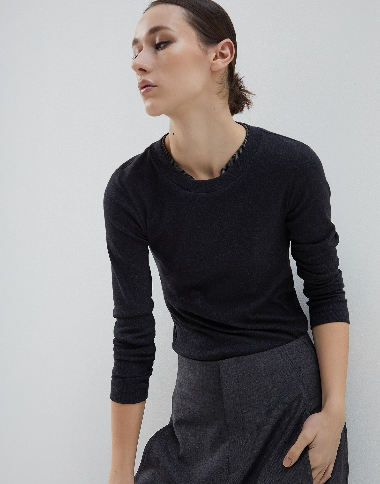 长袖T裇 钢灰色 女款 0 - Brunello Cucinelli