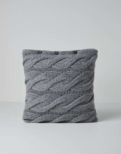 Cushion with cashmere cover Medium Grey Lifestyle - Brunello Cucinelli 