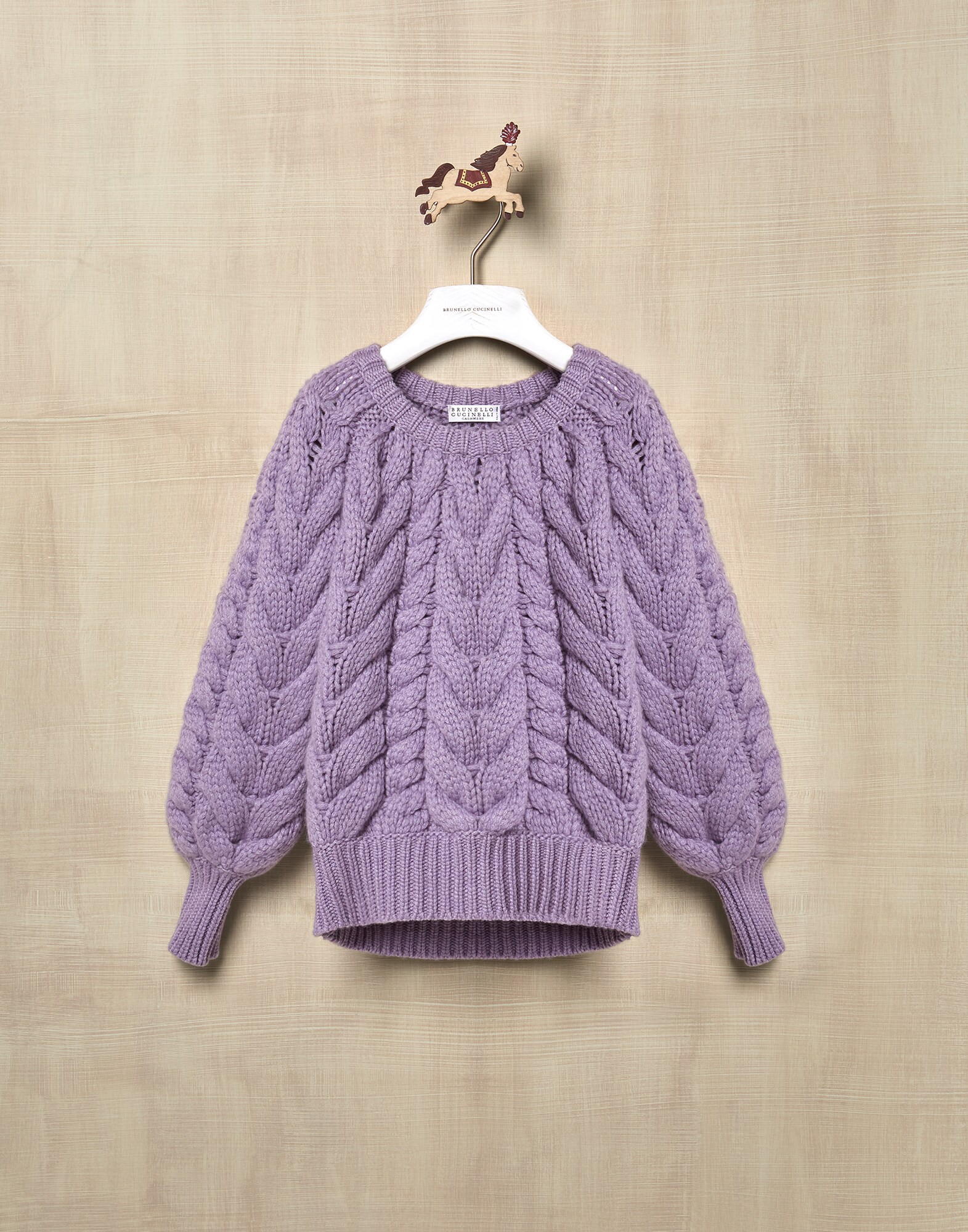 Crewneck Sweater Lilac Girl 0 - Brunello Cucinelli