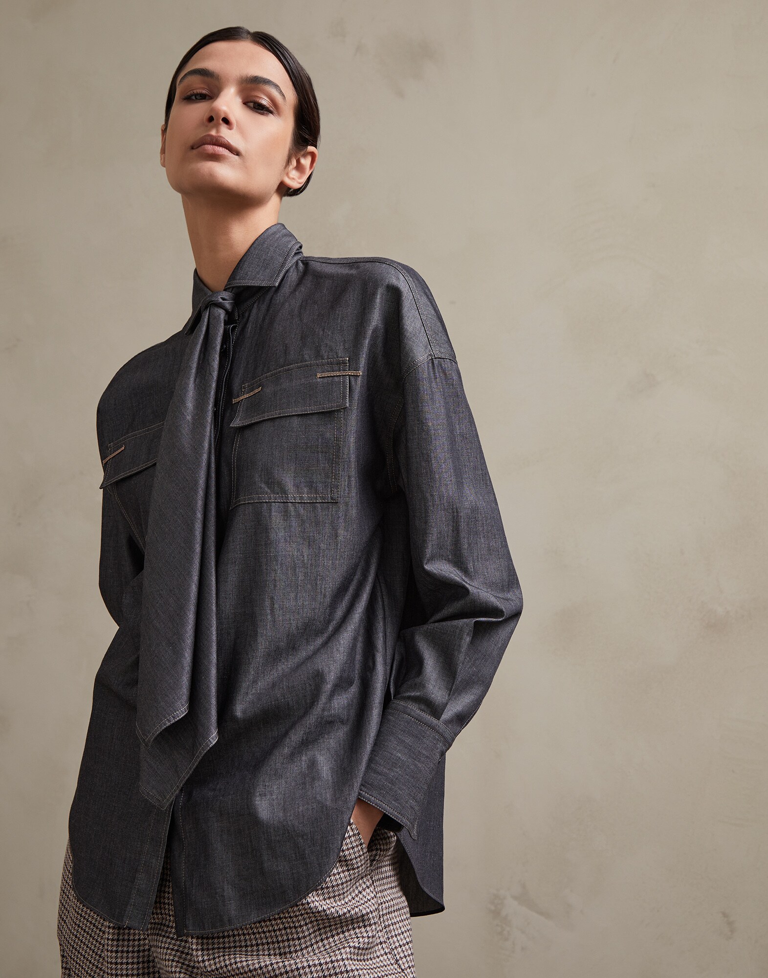 牛仔衬衫 牛仔灰 女款 1 - Brunello Cucinelli