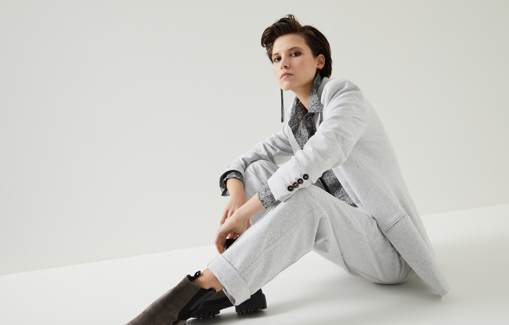 Lightweight French terry trousers Silver Woman - Brunello Cucinelli