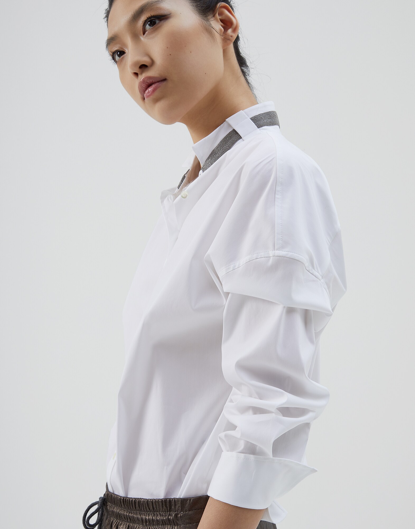 全棉衬衫 白色 女款 4 - Brunello Cucinelli