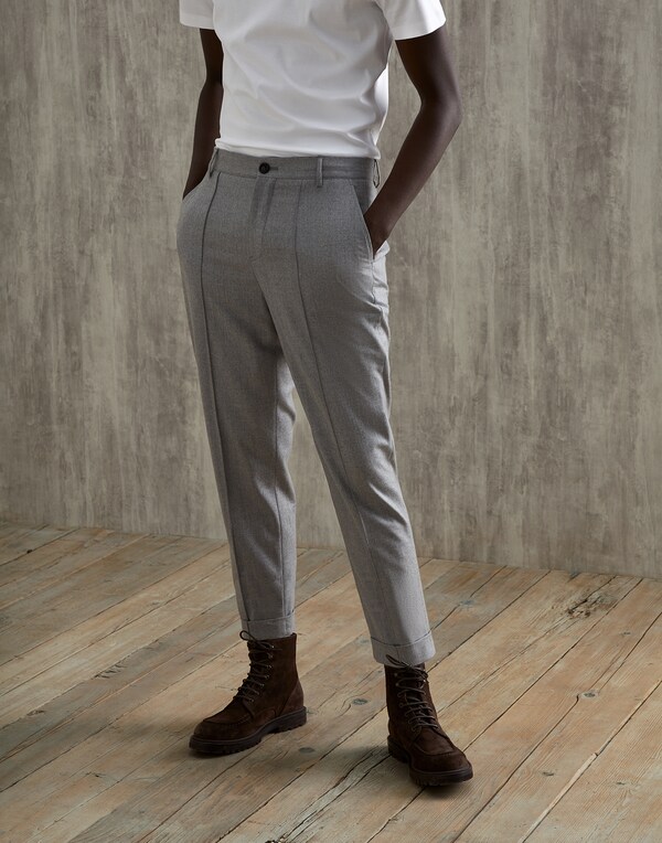 Trousers with crête Pearl Grey Man - Brunello Cucinelli 