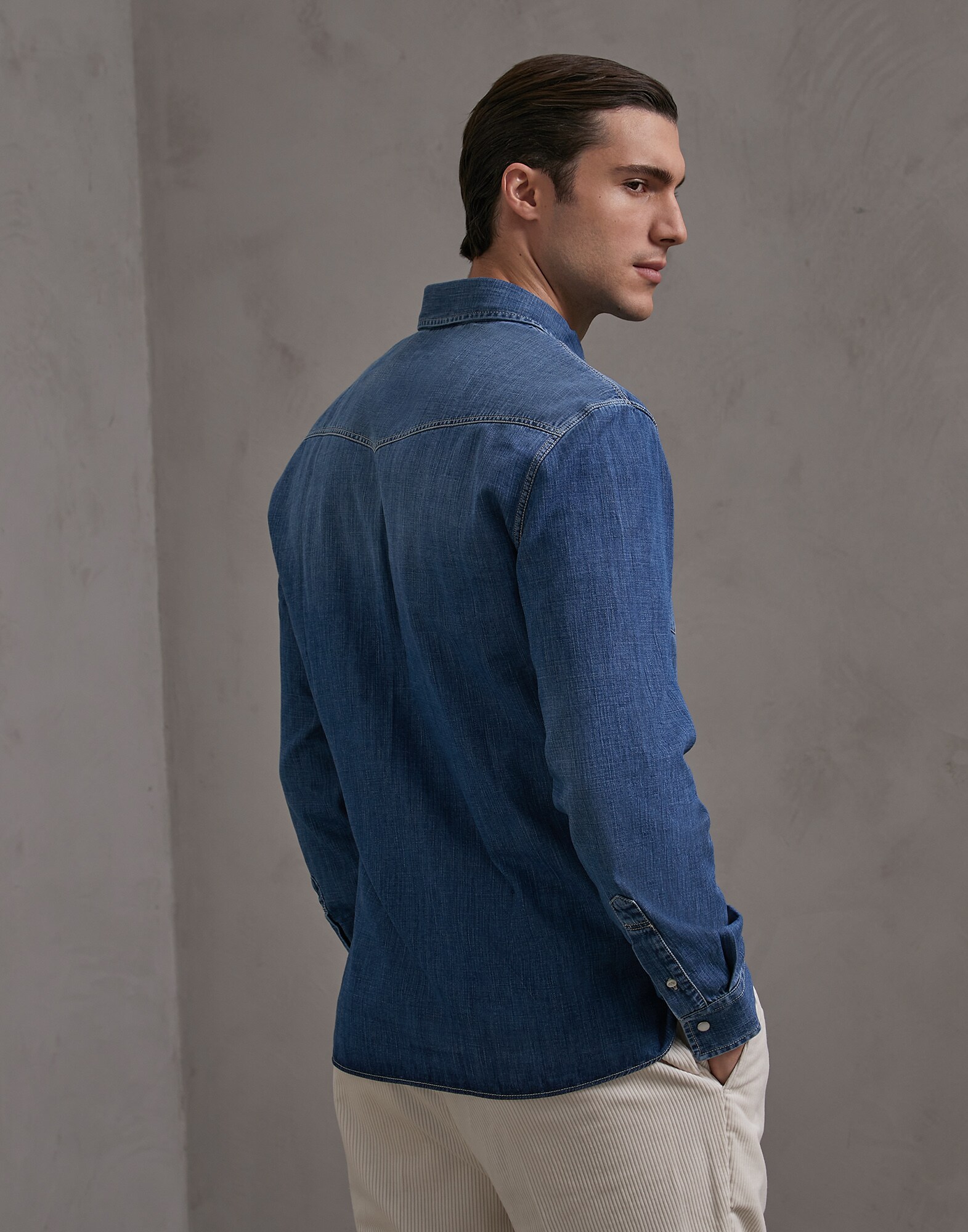 Casual Shirt Dark Denim Man 2 - Brunello Cucinelli
