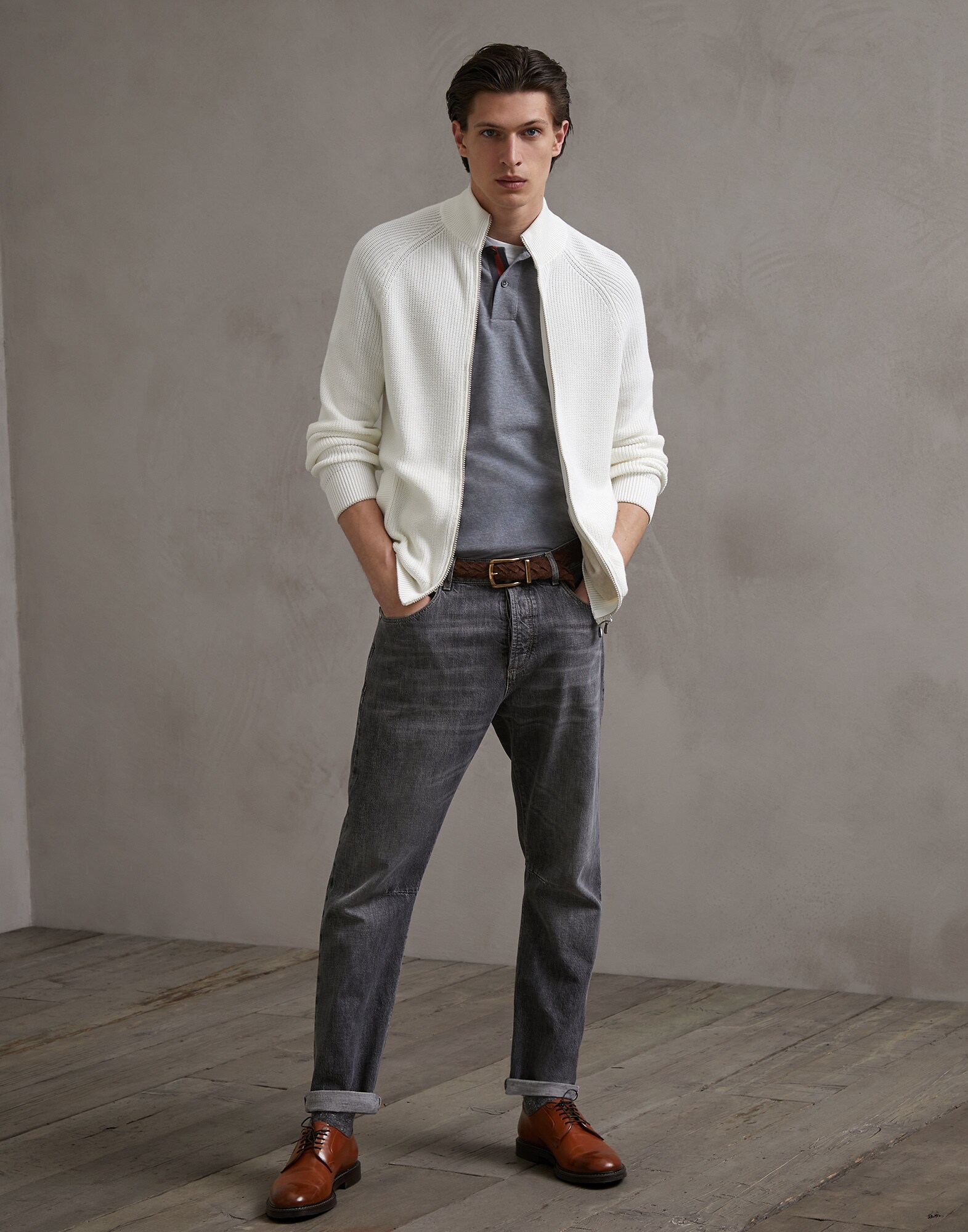 Zip-front Cardigan Panama Man 4 - Brunello Cucinelli