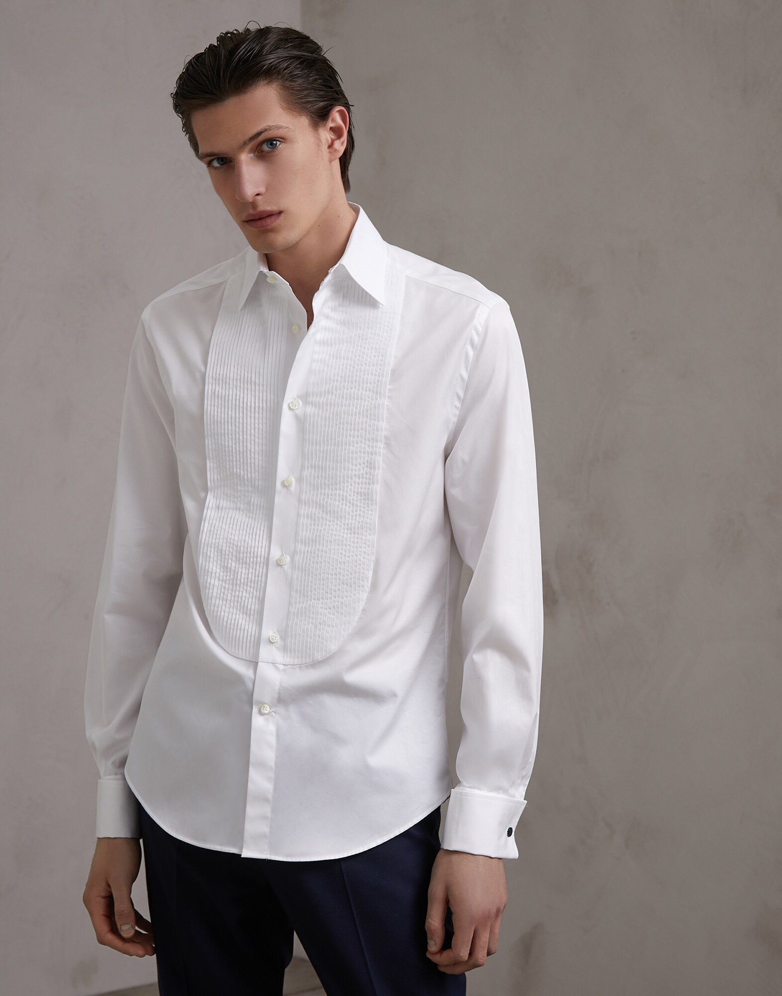 礼服衬衫 白色 男款 1 - Brunello Cucinelli