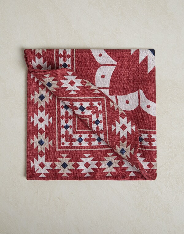 Double-face pocket square Red Man - Brunello Cucinelli