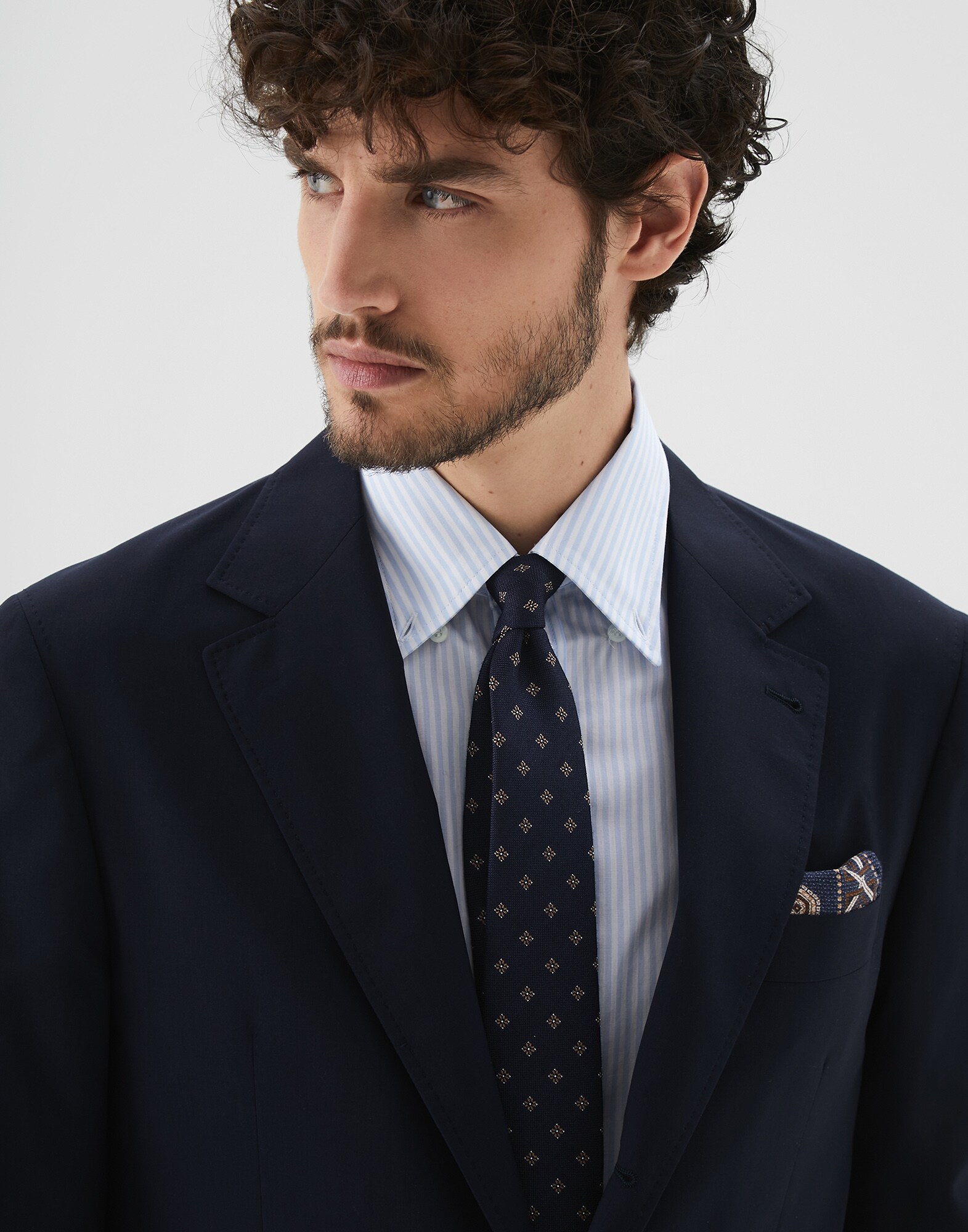 领带 海军蓝 男款 3 - Brunello Cucinelli