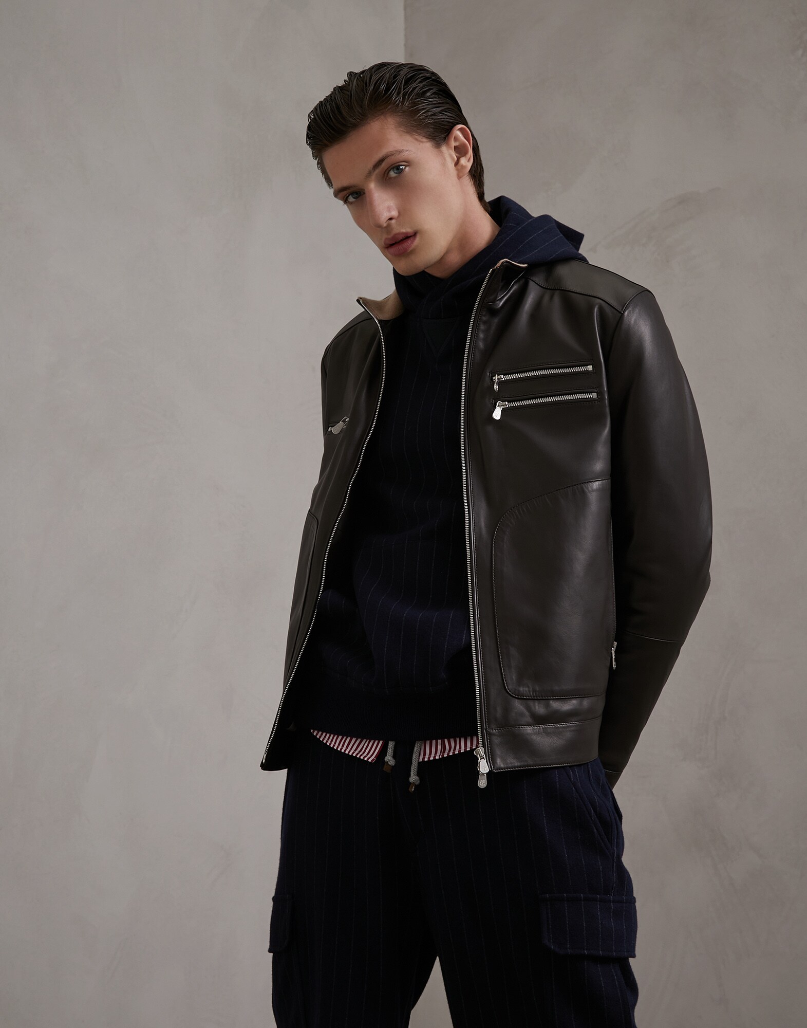 皮革 深棕色 男款 4 - Brunello Cucinelli