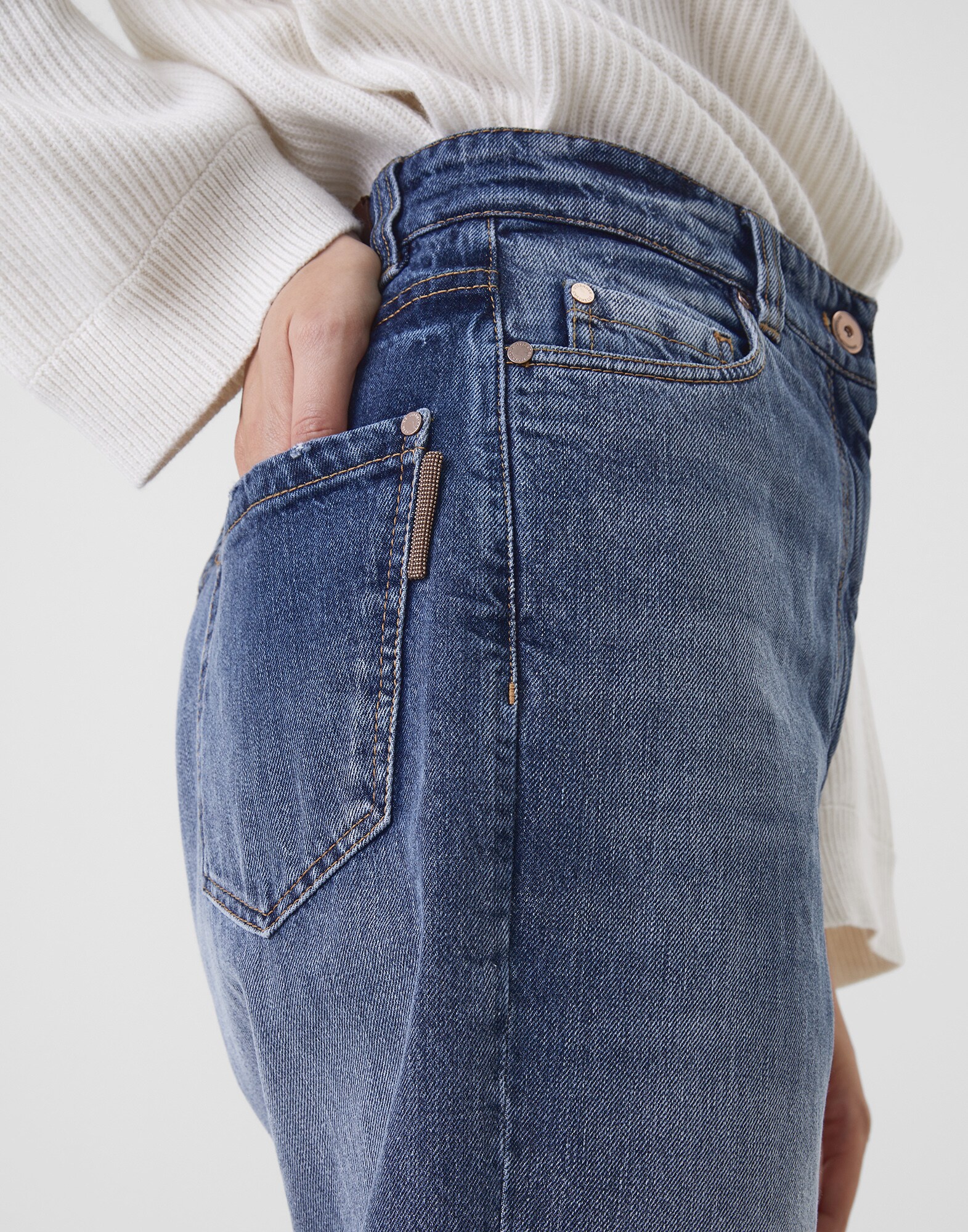 Denim Trousers Medium Denim Woman 2 - Brunello Cucinelli