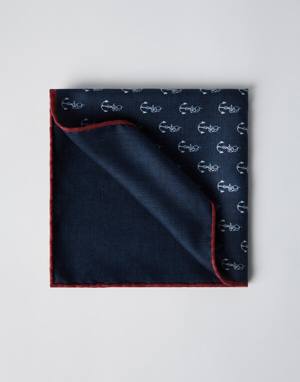 Silk pocket square Blue Man - Brunello Cucinelli