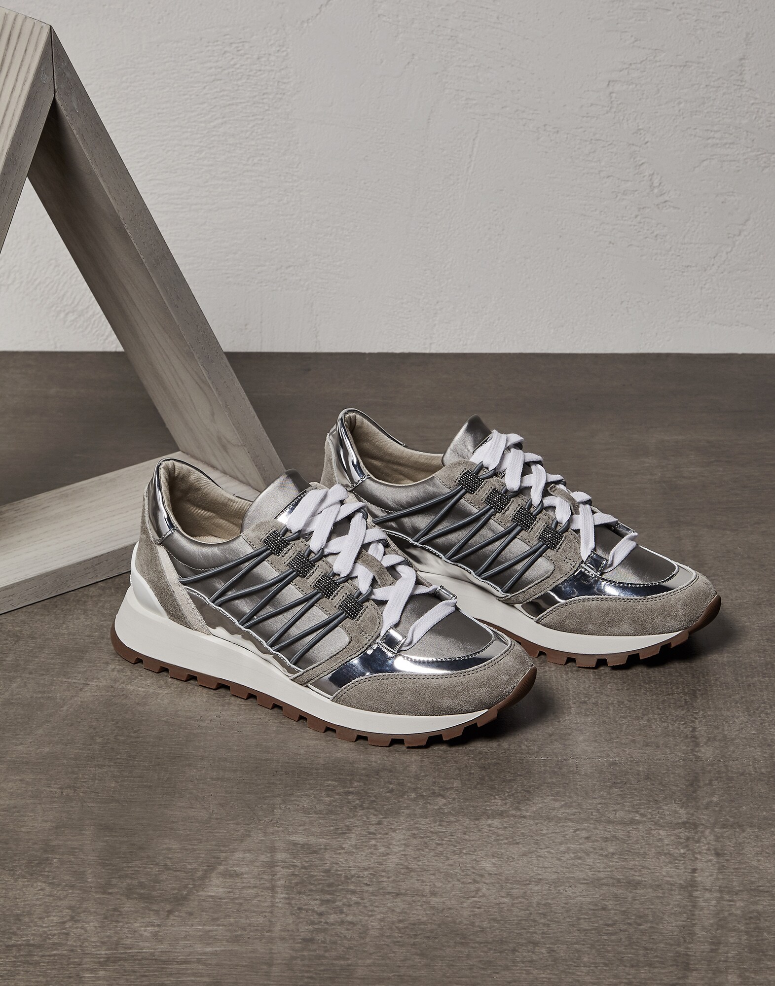 Sneakers with monili Grey Woman - Brunello Cucinelli