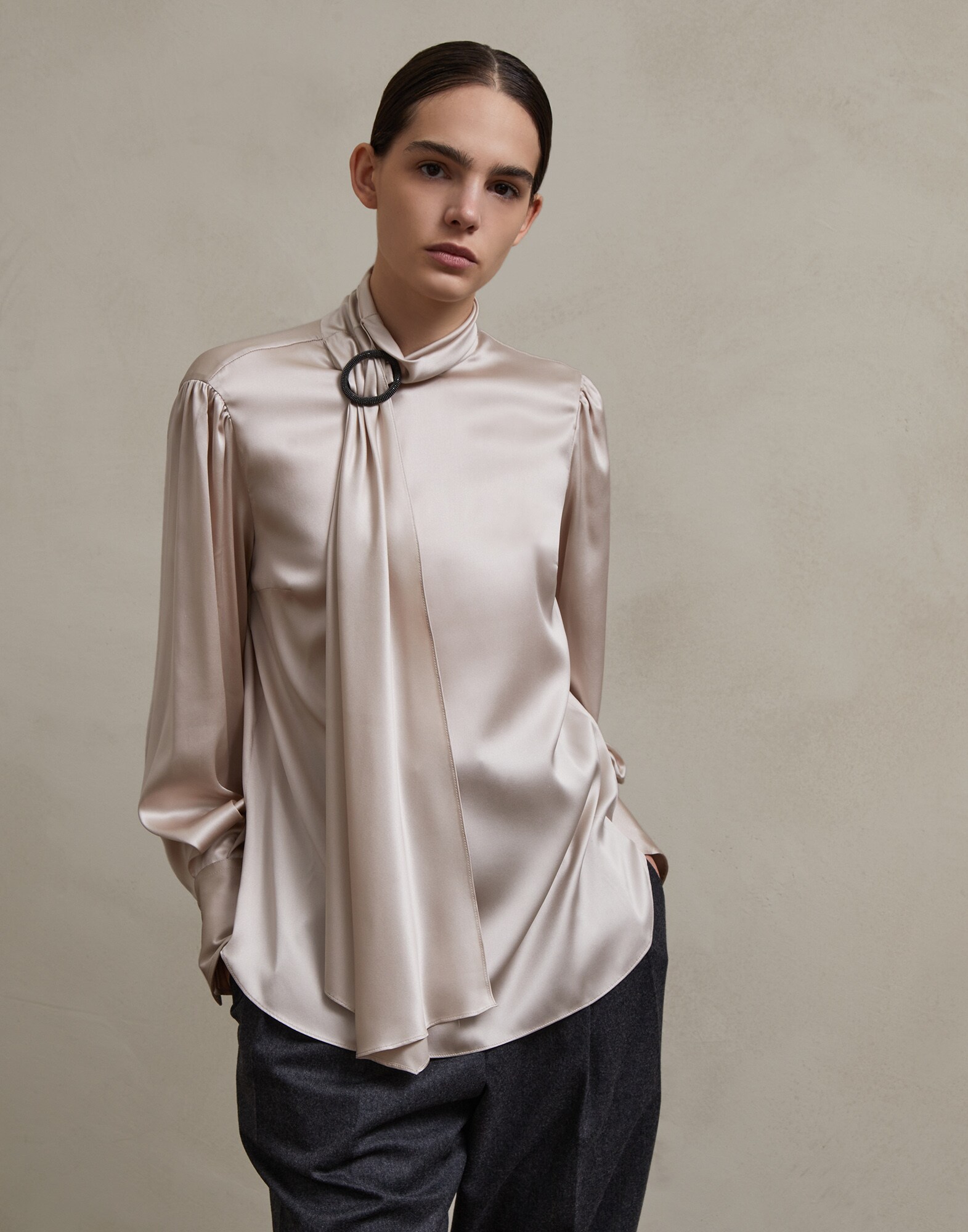 长袖T裇 暖米色 女款 2 - Brunello Cucinelli