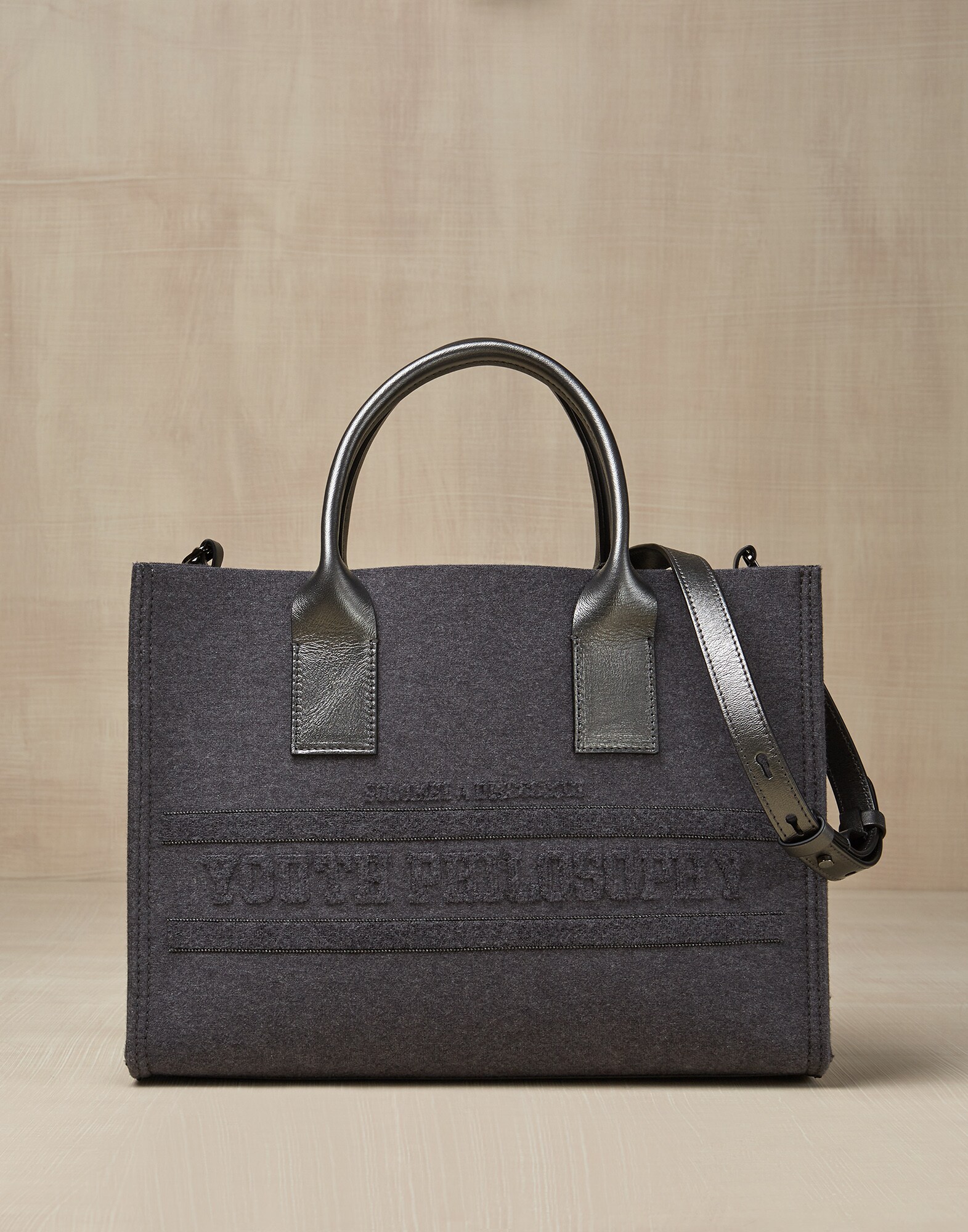Shoulder Bag Dark Grey Girl 0 - Brunello Cucinelli