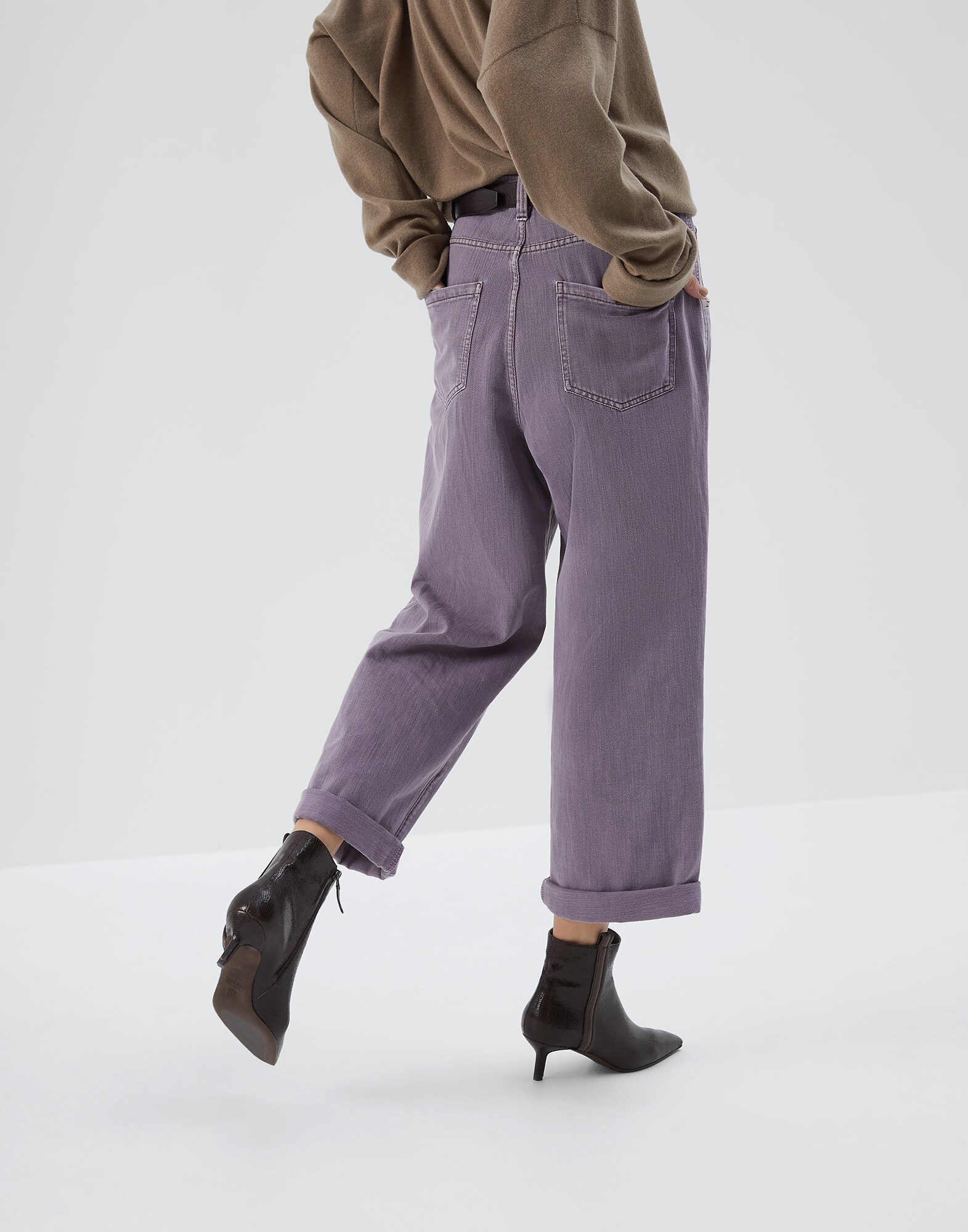 Denim Trousers Mauve Woman 1 - Brunello Cucinelli