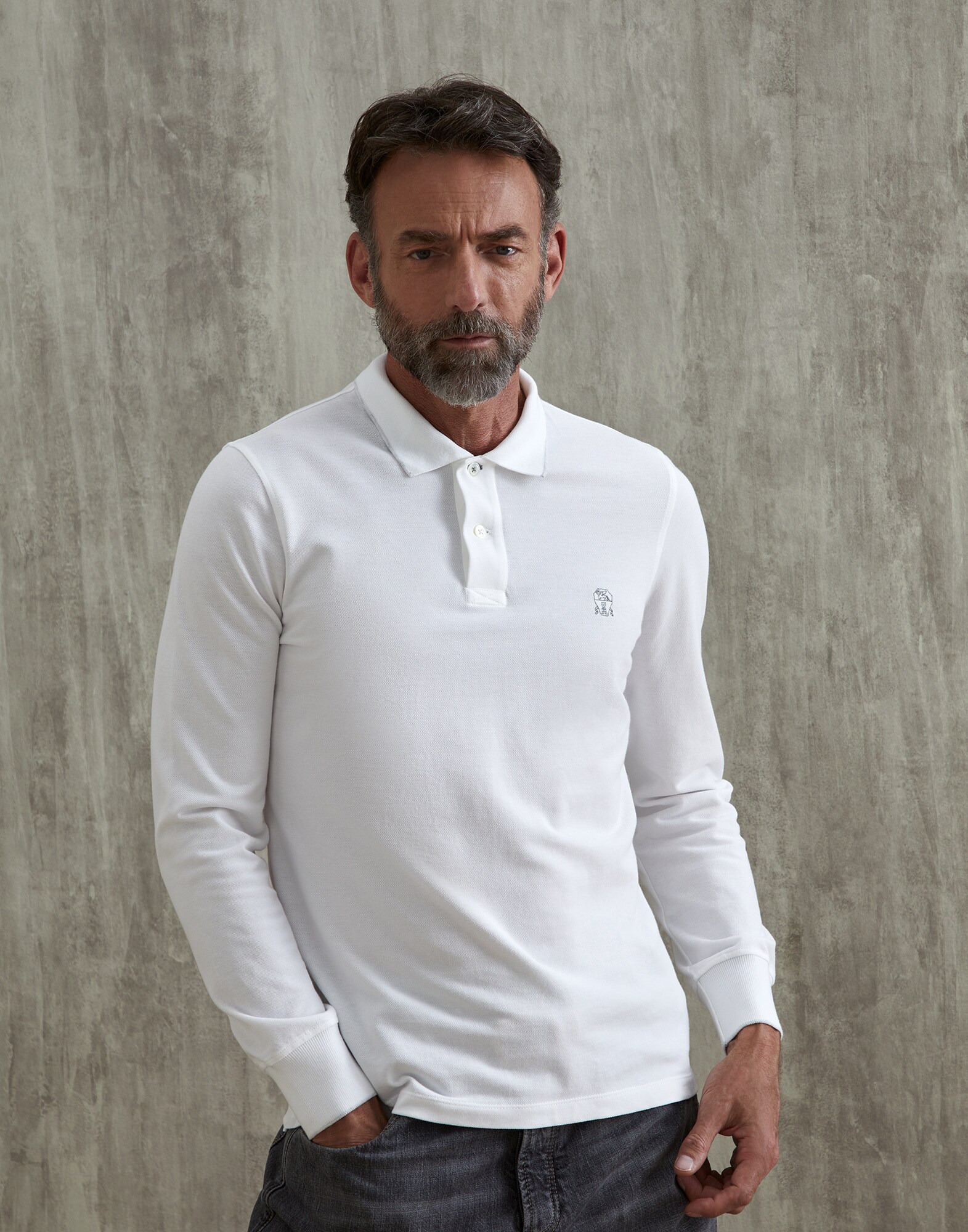 Pique polo shirt White Man - Brunello Cucinelli
