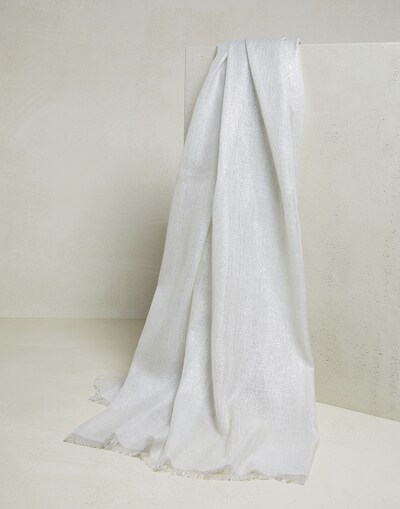 丝绒混纺围巾 白色 女款 - Brunello Cucinelli 