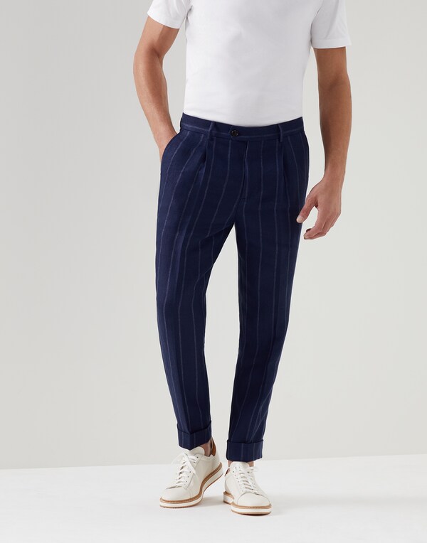 Chalk stripe trousers Blue Man - Brunello Cucinelli 