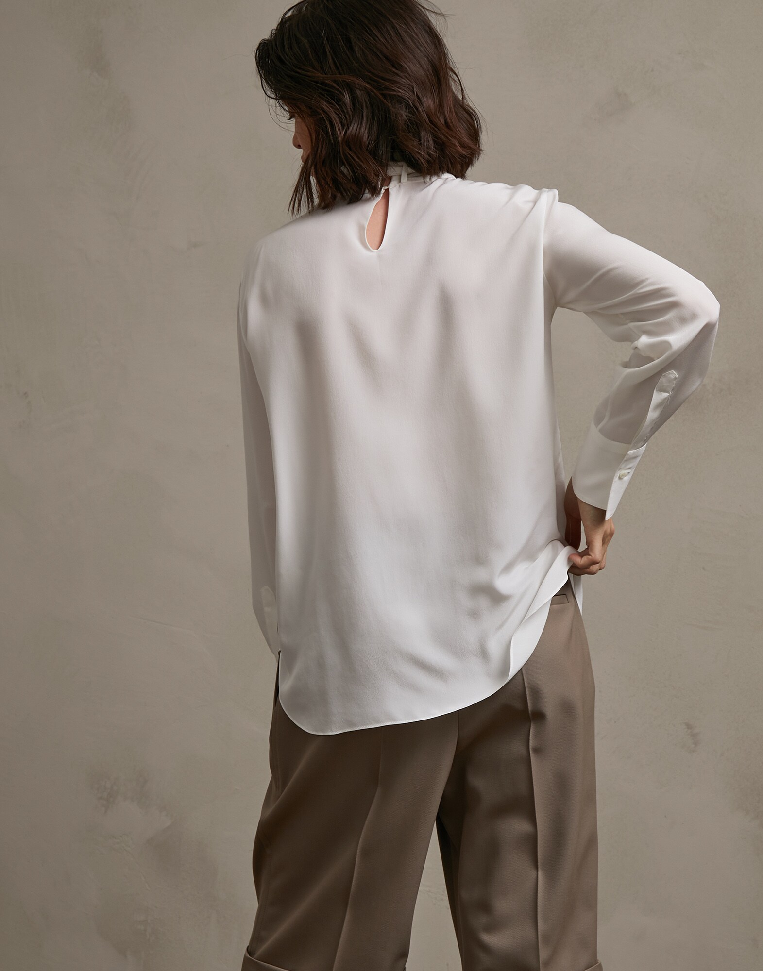 长袖T裇 白色 女款 1 - Brunello Cucinelli