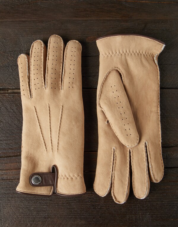 Shearling gloves Camel Man - Brunello Cucinelli 