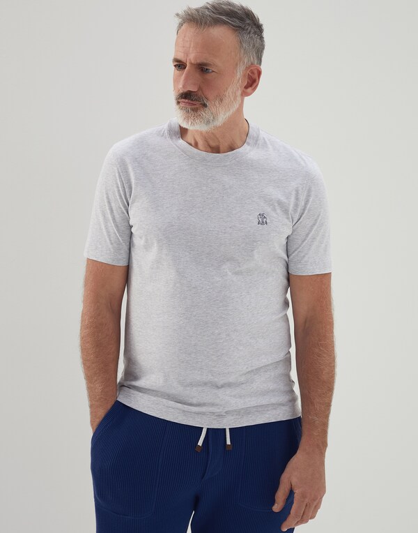 Jersey T-shirt with logo Light Grey Man - Brunello Cucinelli