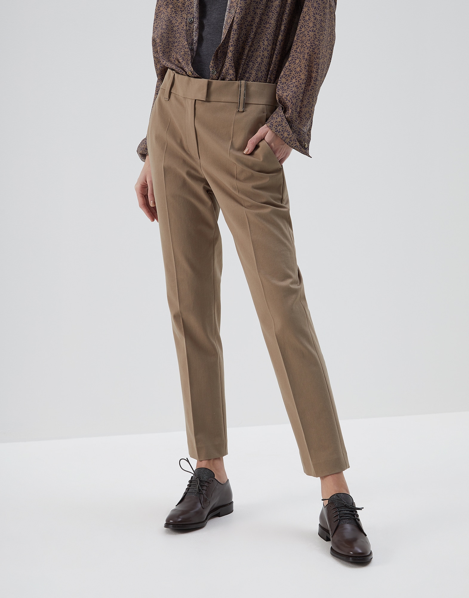 Trousers Sand Woman 0 - Brunello Cucinelli