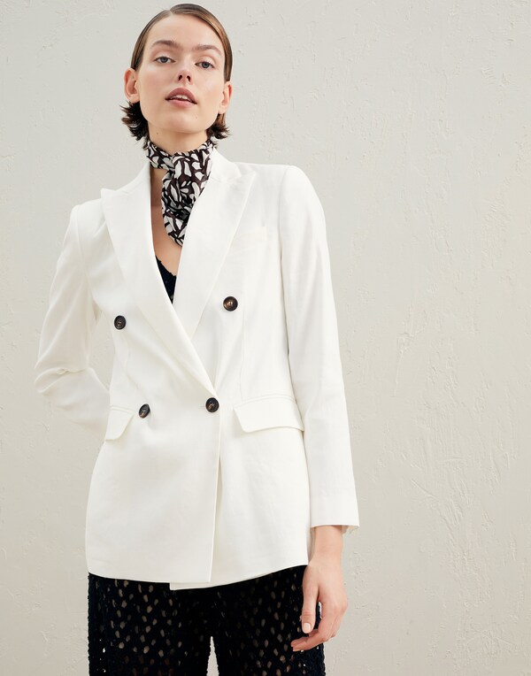 Linen and cotton blazer White Woman - Brunello Cucinelli