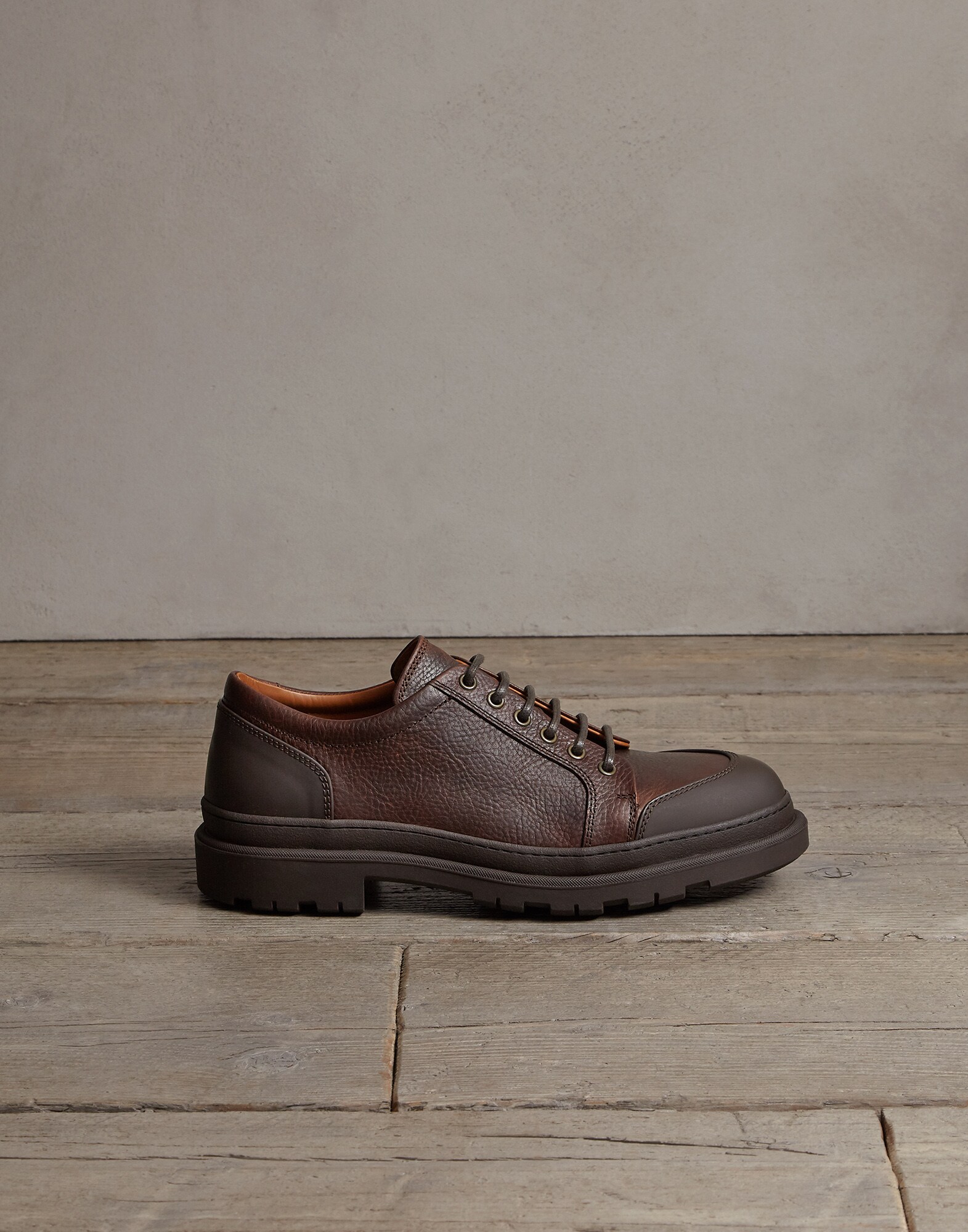 系带鞋 栗色 男款 3 - Brunello Cucinelli