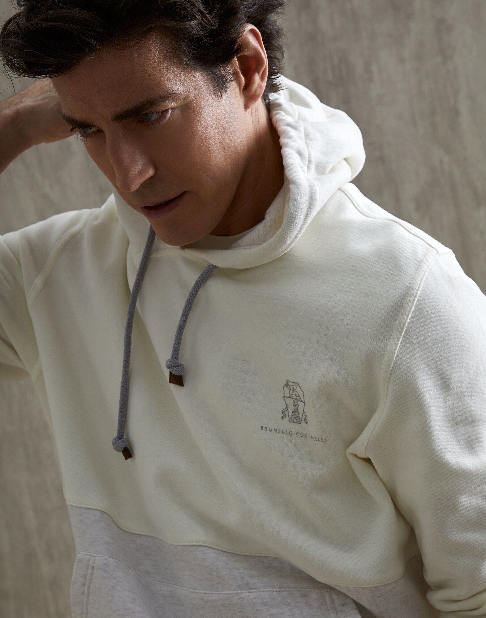 French terry sweatshirt Travertine Man - Brunello Cucinelli