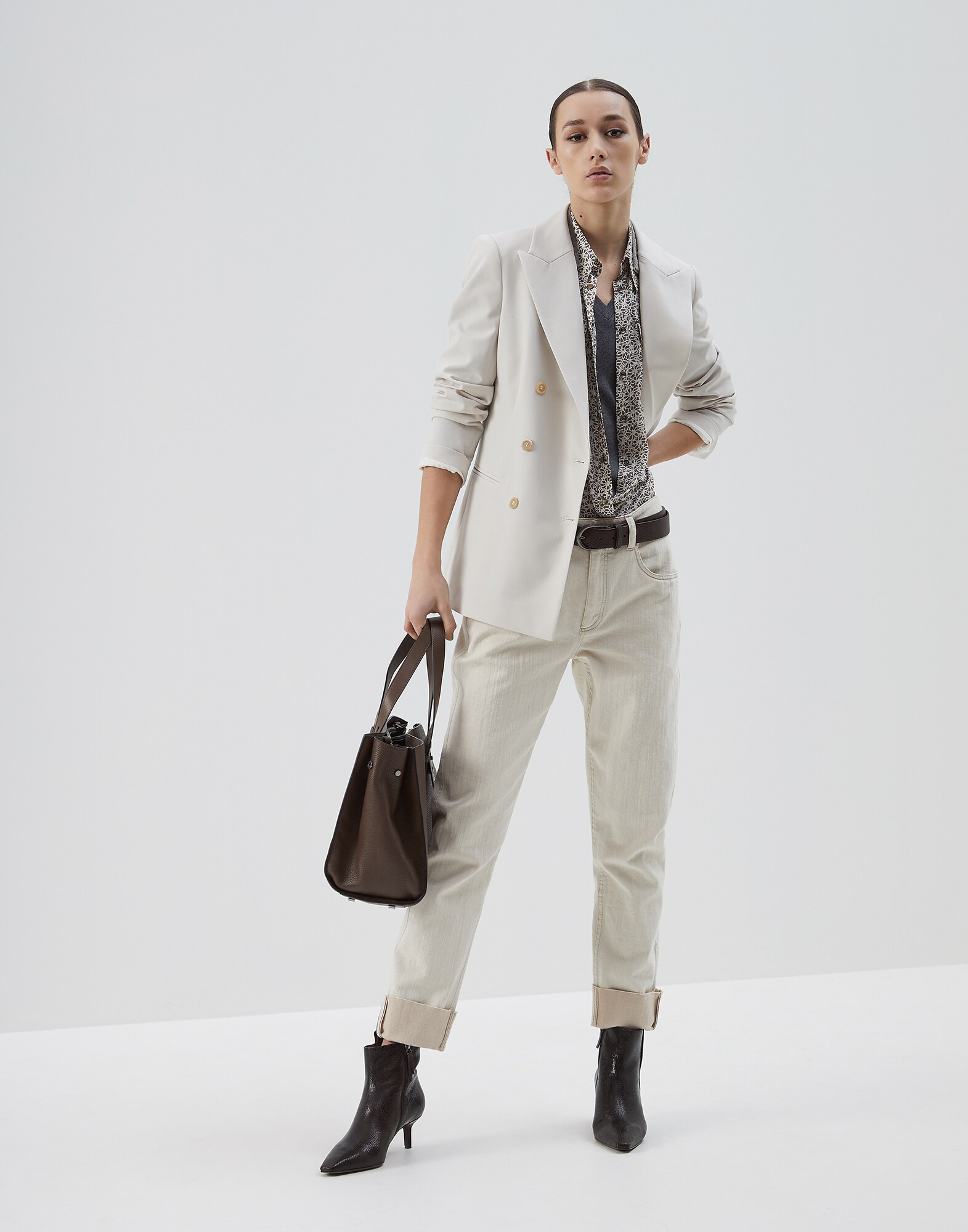 Denim Trousers Beige Woman 3 - Brunello Cucinelli