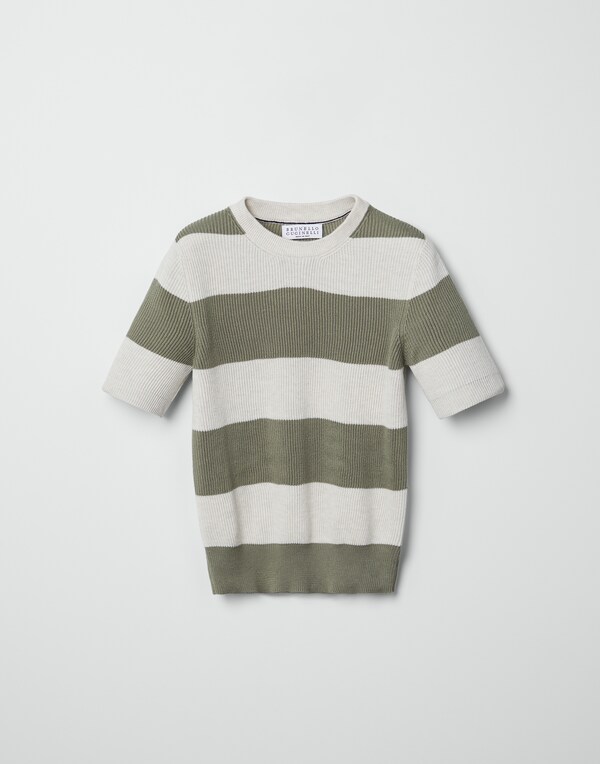 Shorts sleeve sweater Olive Boy - Brunello Cucinelli