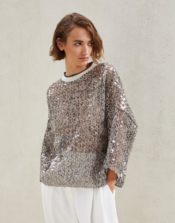 Dazzling Embroidery Top Grey Woman - Brunello Cucinelli 