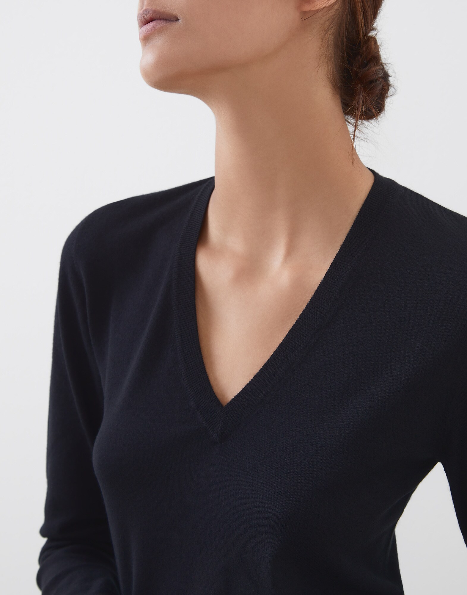 V-neck Sweater Black Woman 2 - Brunello Cucinelli