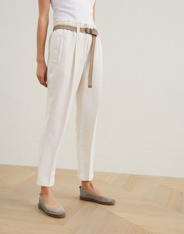 Trousers with belt Milk Woman - Brunello Cucinelli