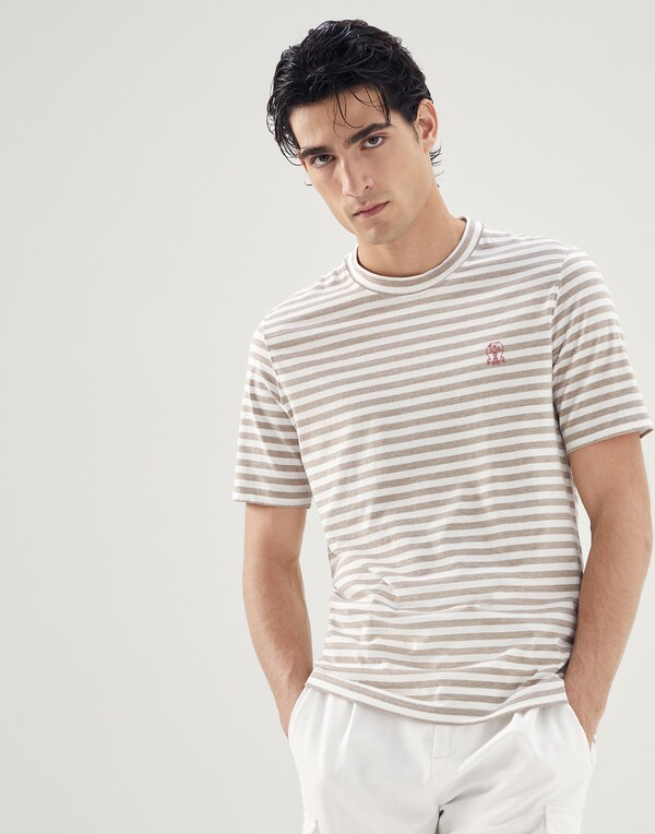 Striped T-shirt White Man - Brunello Cucinelli