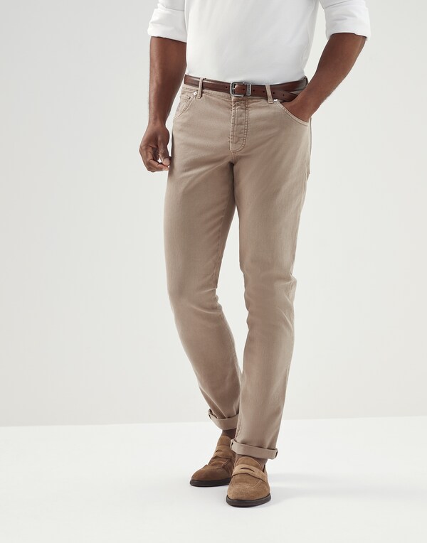 Slim fit five-pocket trousers Beige Man - Brunello Cucinelli 