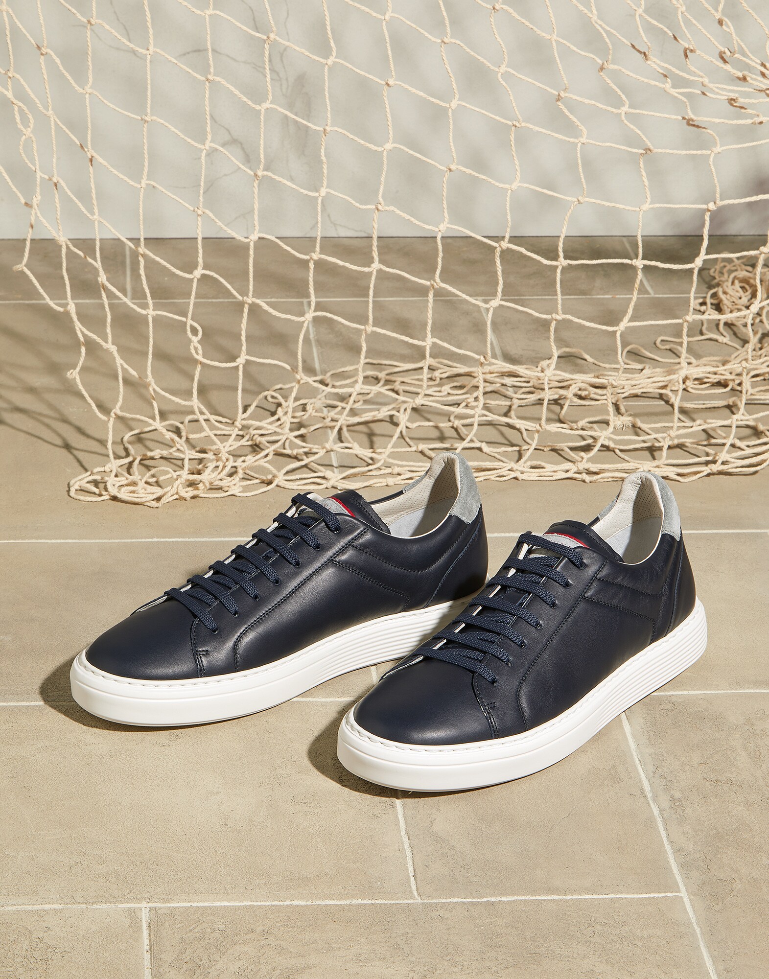 Calfskin sneakers Navy Blue Man - Brunello Cucinelli