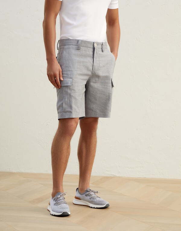 Bermuda shorts with cargo pockets Pearl Grey Man - Brunello Cucinelli