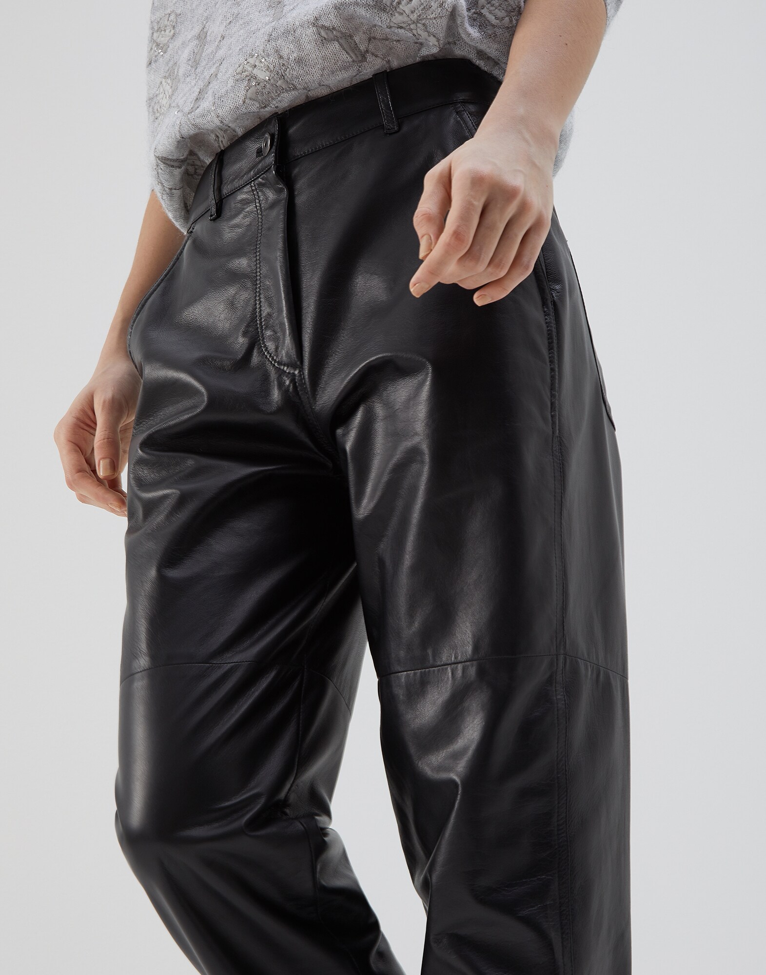 Leather Trousers Black Woman 2 - Brunello Cucinelli