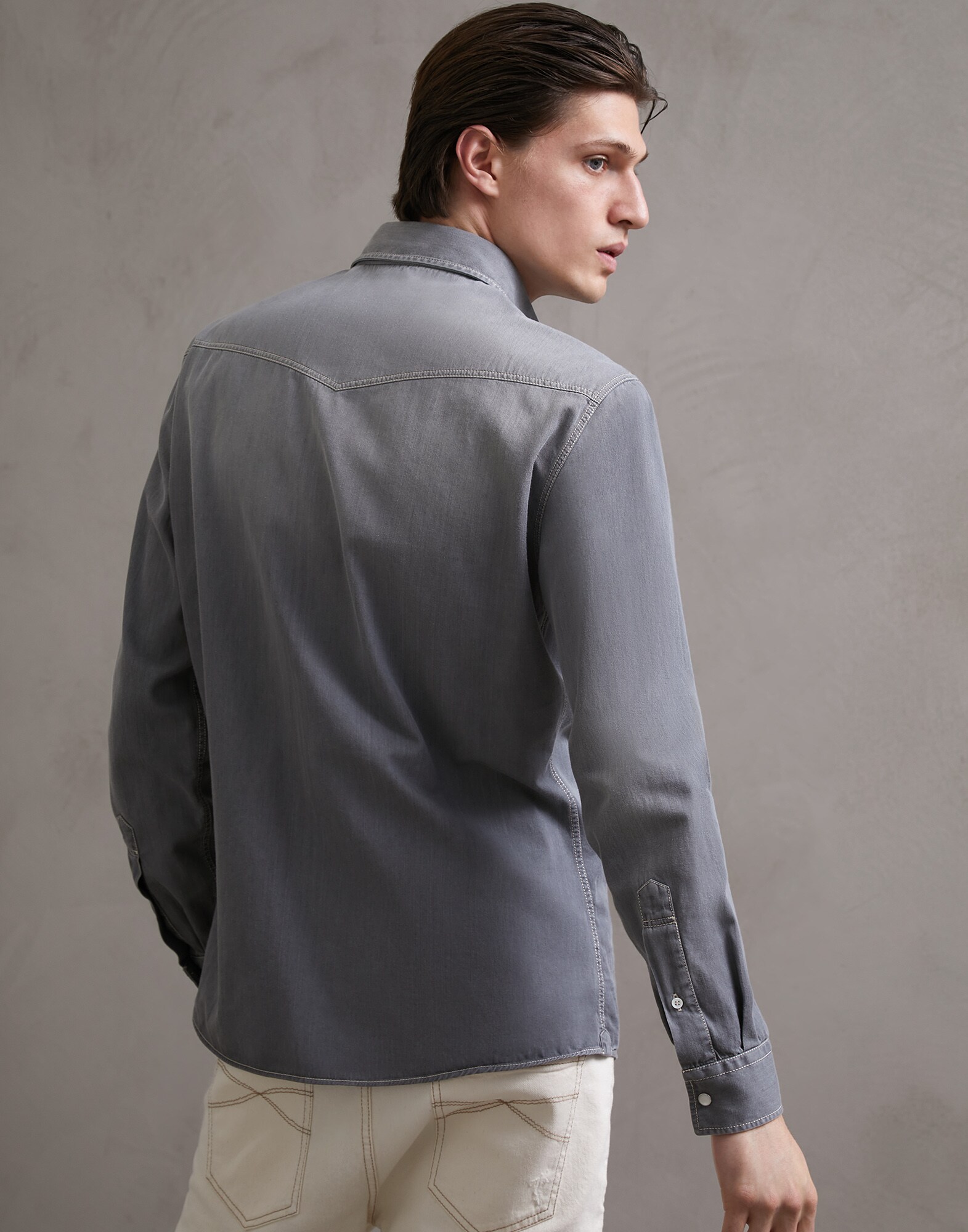 Casual Shirt Grey Denim Man 2 - Brunello Cucinelli